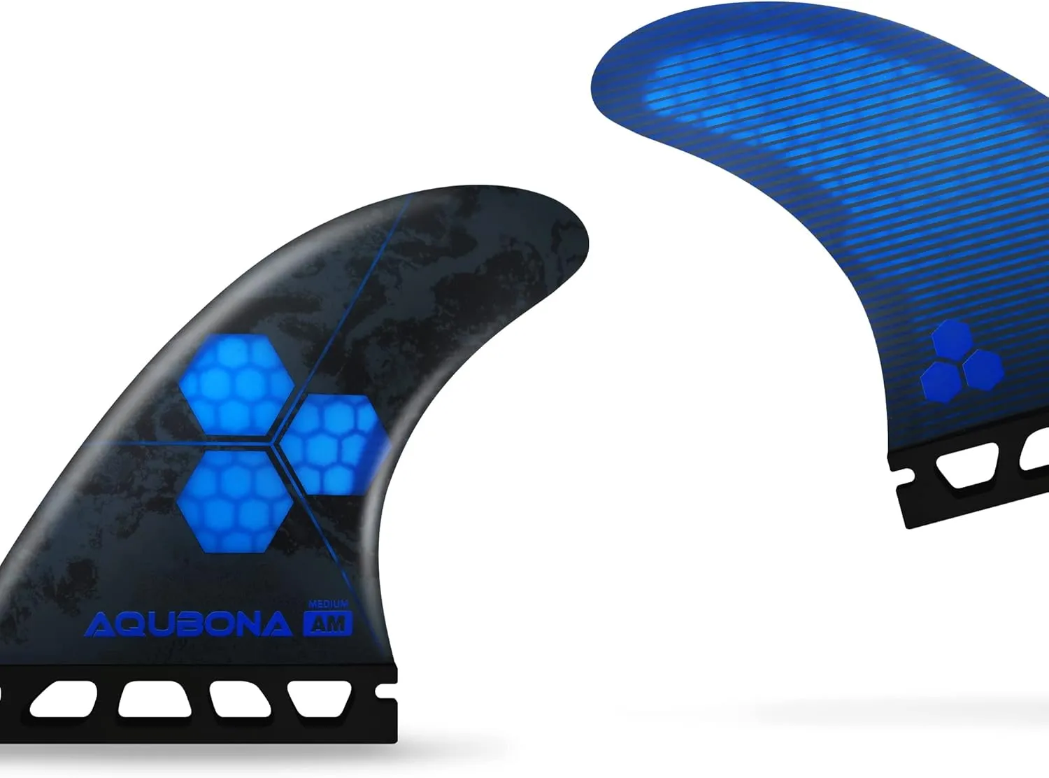 AQUBONA Honeycomb Fiberglass Performance Surfboard Fins Thruster (3 Fins) Single Tab with Fin Bag, Key and Screws.