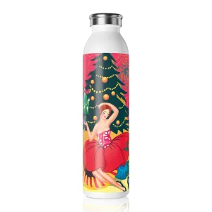 Art Deco Christmas Enchantment Slim Water Bottle