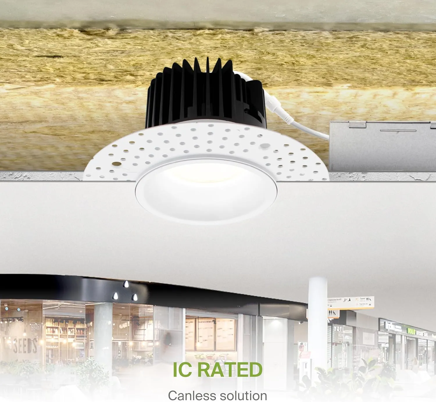 ASD Trimless LED Recessed Lighting 4 Inch, 15W 120V Round Commercial Downlight, Canless Dimmable Lights for Ceiling with J-Box, 5 CCT 2700K-5000K, CRI 90 , IC Rated, ETL, White, 8 Pack