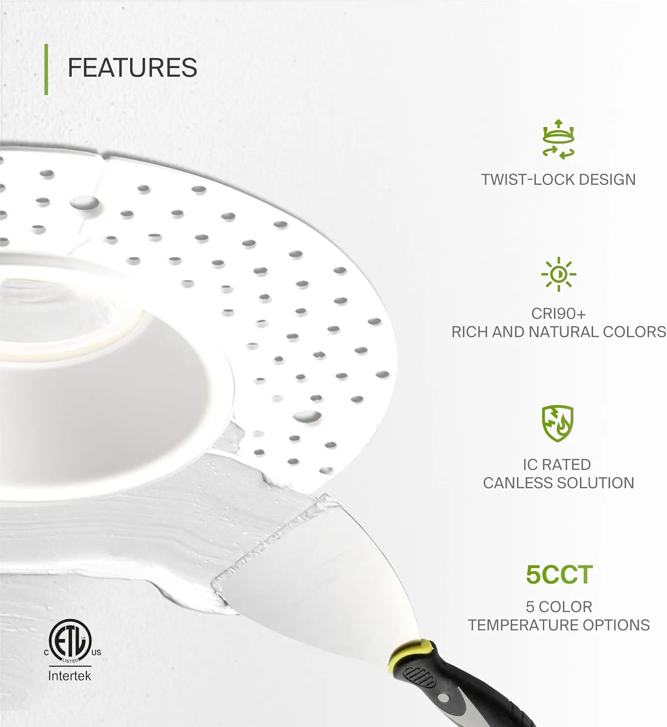 ASD Trimless LED Recessed Lighting 4 Inch, 15W 120V Round Commercial Downlight, Canless Dimmable Lights for Ceiling with J-Box, 5 CCT 2700K-5000K, CRI 90 , IC Rated, ETL, White, 8 Pack
