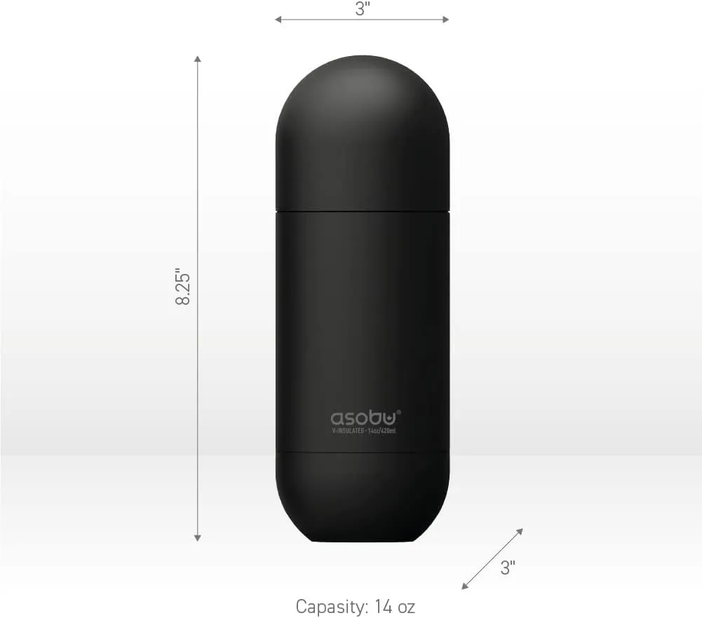 asobu Orb Stainless Steel Double Wall Insulated Travel Water Bottle – Lid Doubles as a Cup 14 Ounce (Pastel Blue)