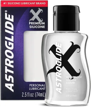 Astroglide Silicone Lubes (5oz & 2.5oz) Premium Personal Lubricants, Extra Long-Lasting Silky Sex Lubes, Waterproof for Water Play
