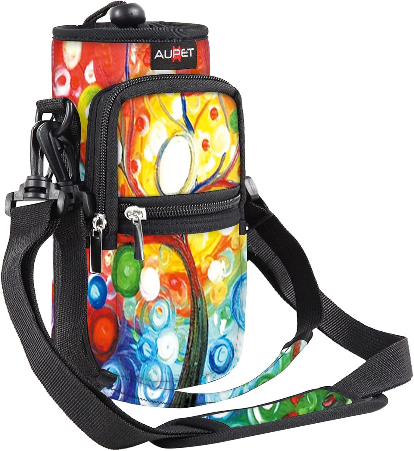 AUPET Water Bottle Sling Bag Sleeve Holder Carrier 25/32/40/64 oz,Insulated Crossbody Water Bottle Case Cover with Strap and Pockets for Men/Women Walking Hiking