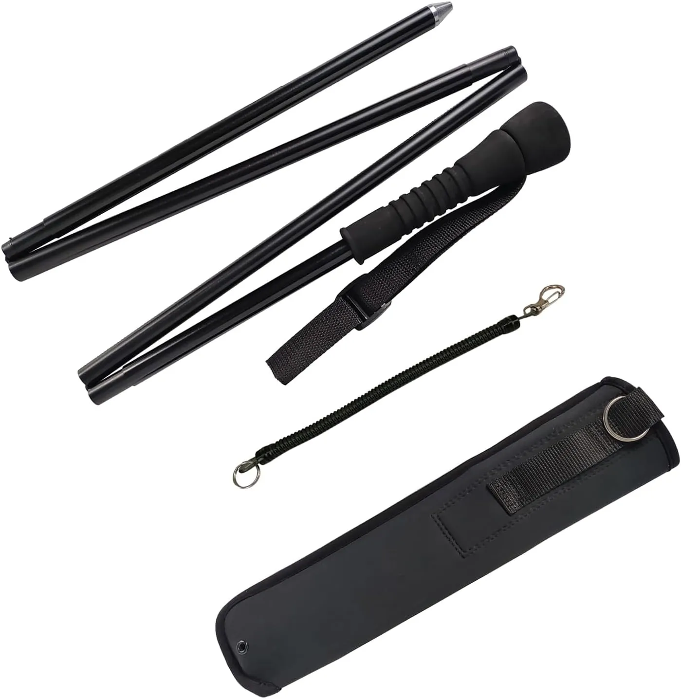 Aventik Fold-able Wading Staff Self-Adjustable Locking System New Safe No Need to Adjust Center Core with Neoprene Pouch Fly Fishing Wading Stick