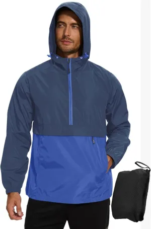 Avoogue Men's Rain Jacket Waterproof Lightweight windbreaker Packable Pullover for Hiking Golf Running