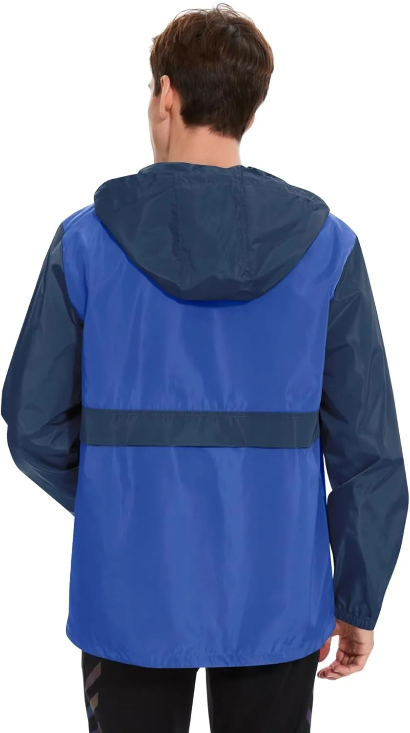 Avoogue Men's Rain Jacket Waterproof Lightweight windbreaker Packable Pullover for Hiking Golf Running