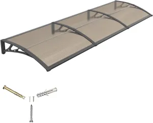 Awning for Door Entrance,32X120 Inches Awnings for Doors,Window Awning Canopy Exterior with Plastic Steel Bracket,Polycarbonate Cover,UV,Rain,Snow Protection for Porch,Patio,Deck