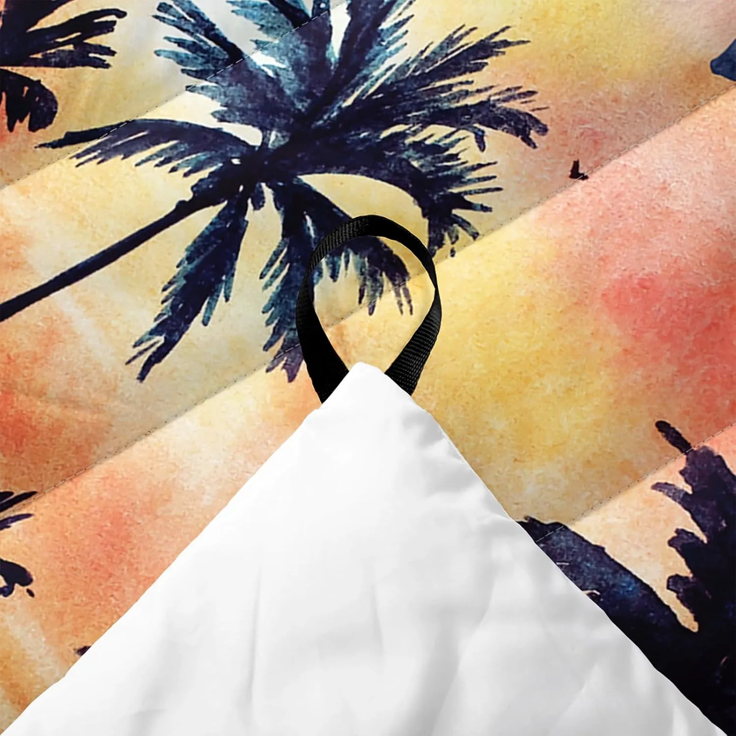 Axolotl Beach Ocean Outdoor Blanket,Palm Trees Parachute Puffy Printed Camping Blanket,Sunset Bird Lightweight Packable Outdoor Blanket,Colorful Oil Painting Blanket for Traveling Beach Cold Weather