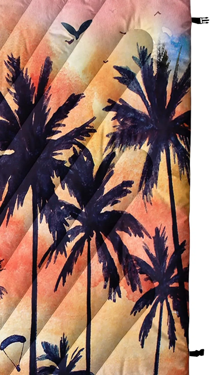 Axolotl Beach Ocean Outdoor Blanket,Palm Trees Parachute Puffy Printed Camping Blanket,Sunset Bird Lightweight Packable Outdoor Blanket,Colorful Oil Painting Blanket for Traveling Beach Cold Weather