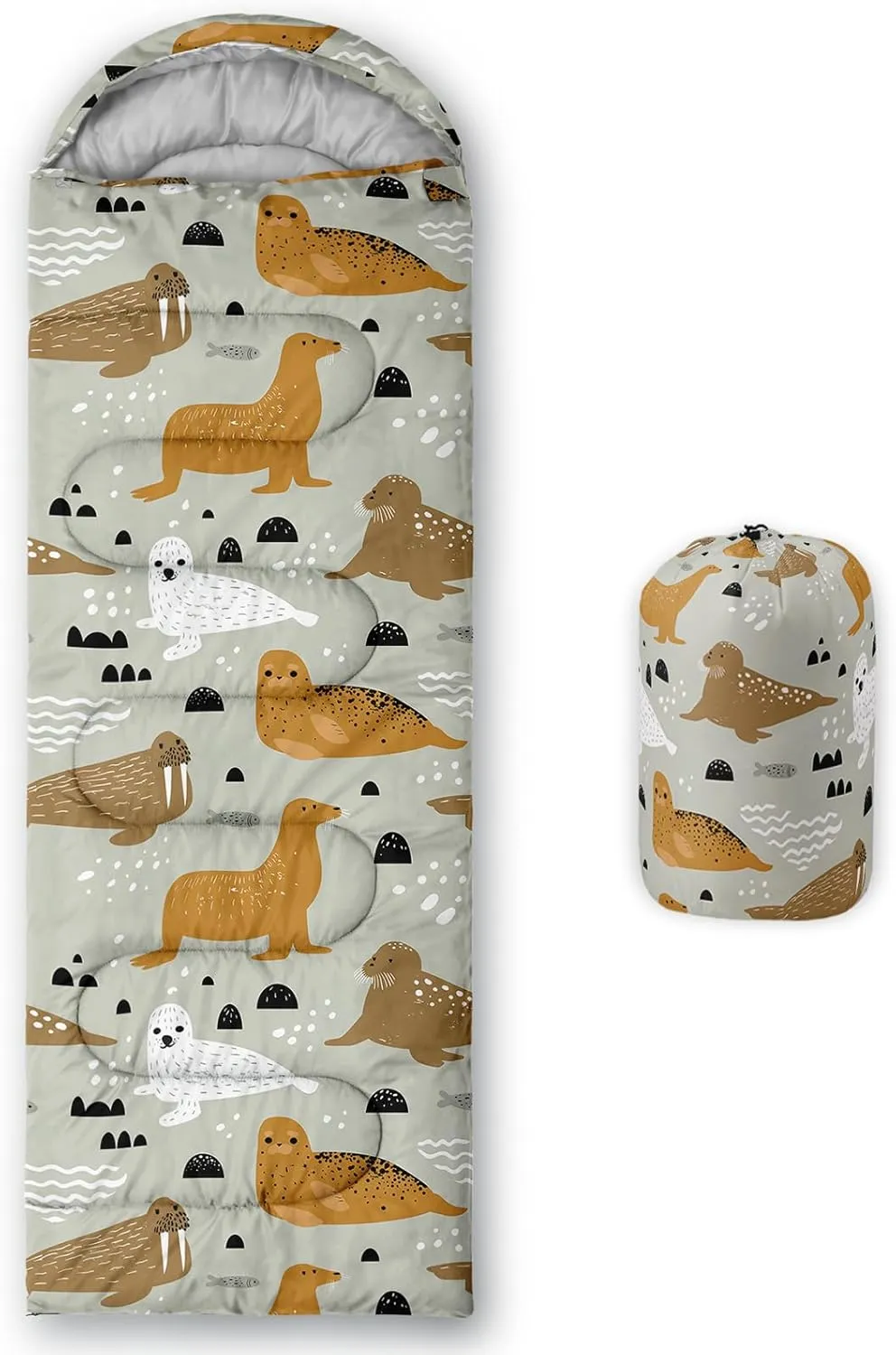 Axolotl Black Cats Sleeping Bag for Kids Boys Girls–Lightweight Warm Cold Weather Sleeping Bags,Waterproof Portable Sleeping Bag for Camping,Backpacking Camping Sleeping Bag,Kids Sleeping Bags,Orange