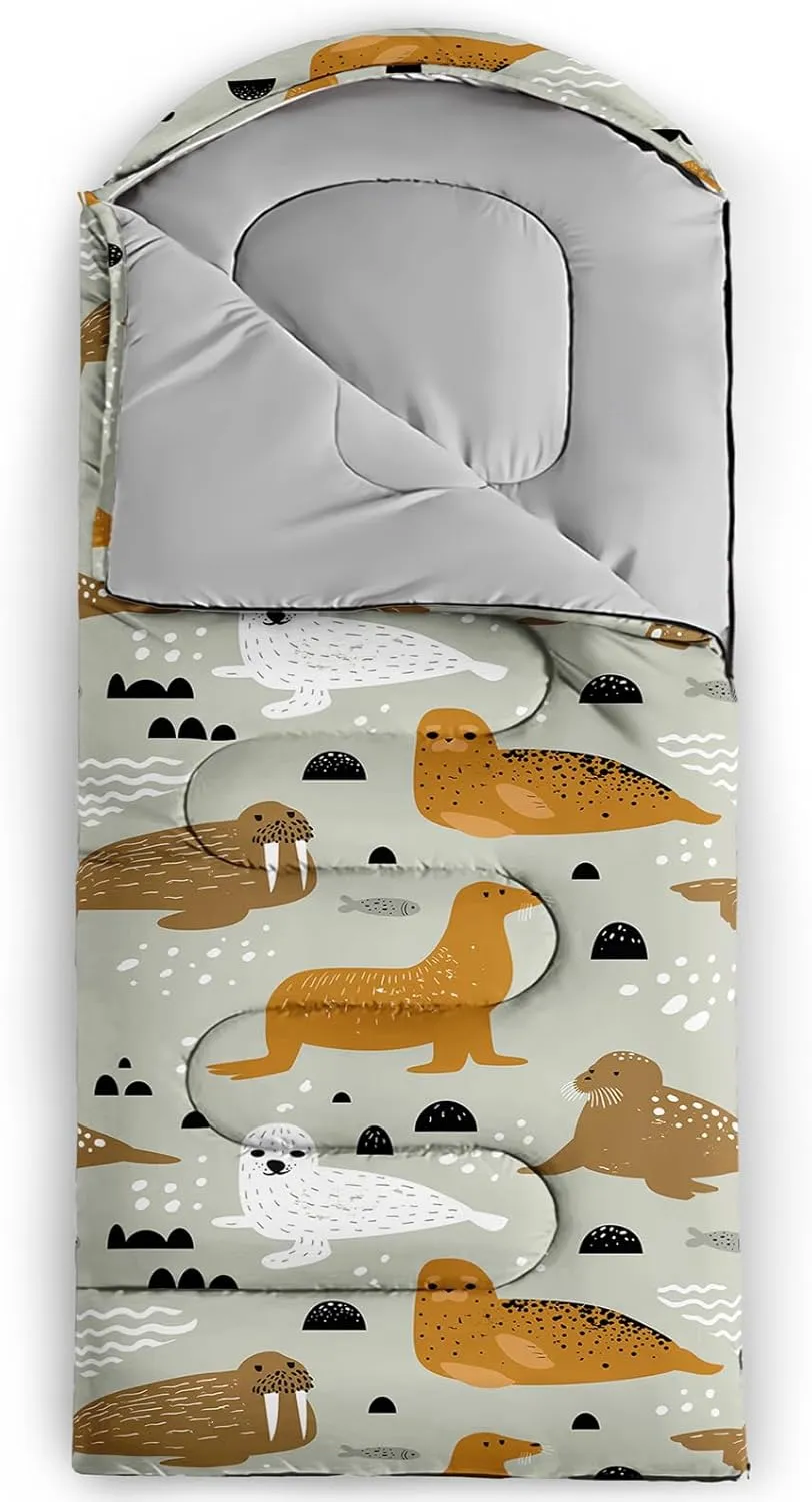 Axolotl Black Cats Sleeping Bag for Kids Boys Girls–Lightweight Warm Cold Weather Sleeping Bags,Waterproof Portable Sleeping Bag for Camping,Backpacking Camping Sleeping Bag,Kids Sleeping Bags,Orange