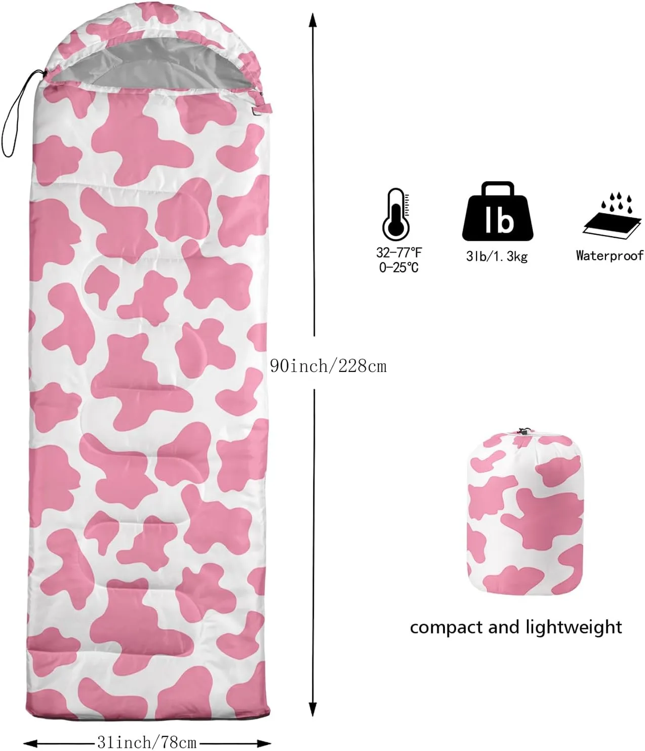 Axolotl Colorful Cats 3 Season Sleeping Bag for Kids, Girls, Teens - Warm and Cool Weather Pet Animal Theme, Waterproof Lightweight for Traveling, Outdoors Camping Equipment