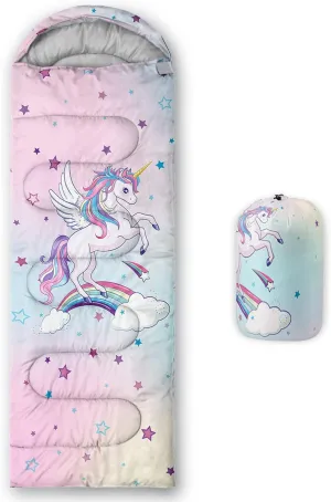 Axolotl Moon Stars Sleeping Bag for Kids–Lightweight Warm Cold Weather Sleeping Bags,Waterproof Portable Sleeping Bag for Camping Backpacking Outdoor Indoor 3-4 Seasons,Sleeping Bag for Hiking,Pink