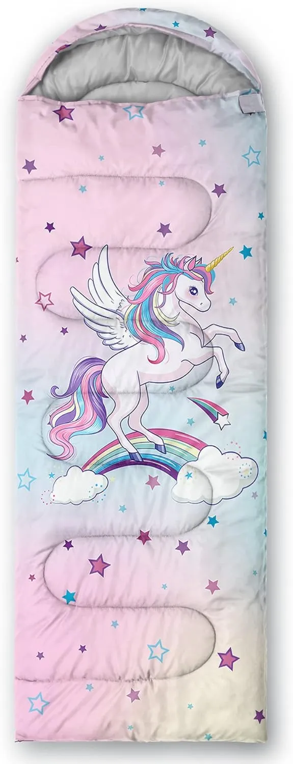 Axolotl Moon Stars Sleeping Bag for Kids–Lightweight Warm Cold Weather Sleeping Bags,Waterproof Portable Sleeping Bag for Camping Backpacking Outdoor Indoor 3-4 Seasons,Sleeping Bag for Hiking,Pink