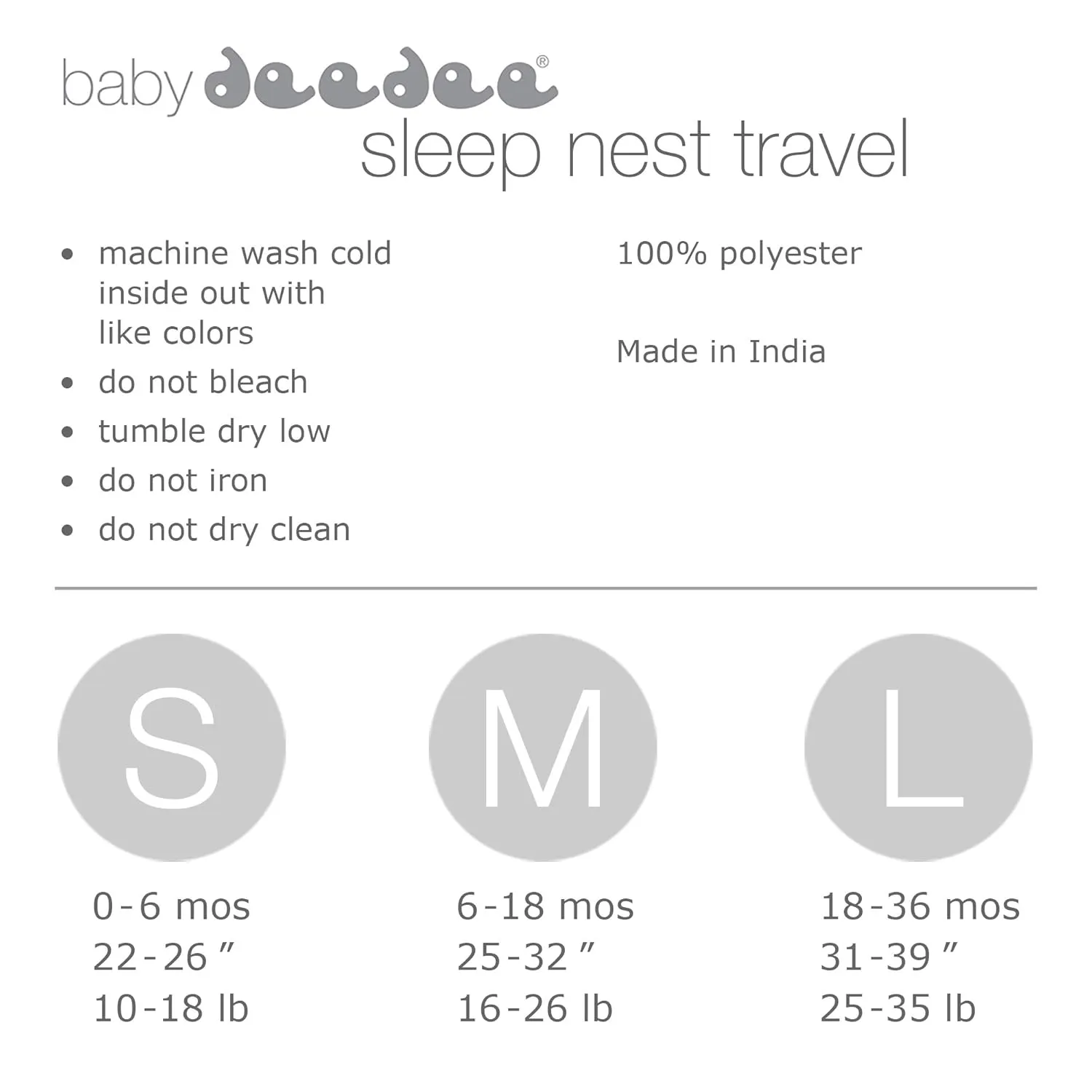 baby deedee Sleep Nest Travel Quilted Baby Sleeping Bag Sack with Sleeves, Gray Skies, Small (0-6 Months)