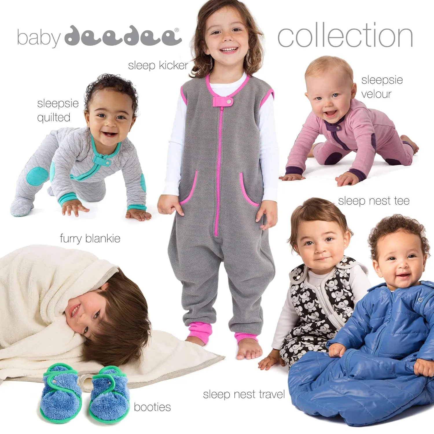 baby deedee Sleep Nest Travel Quilted Baby Sleeping Bag Sack with Sleeves, Gray Skies, Small (0-6 Months)