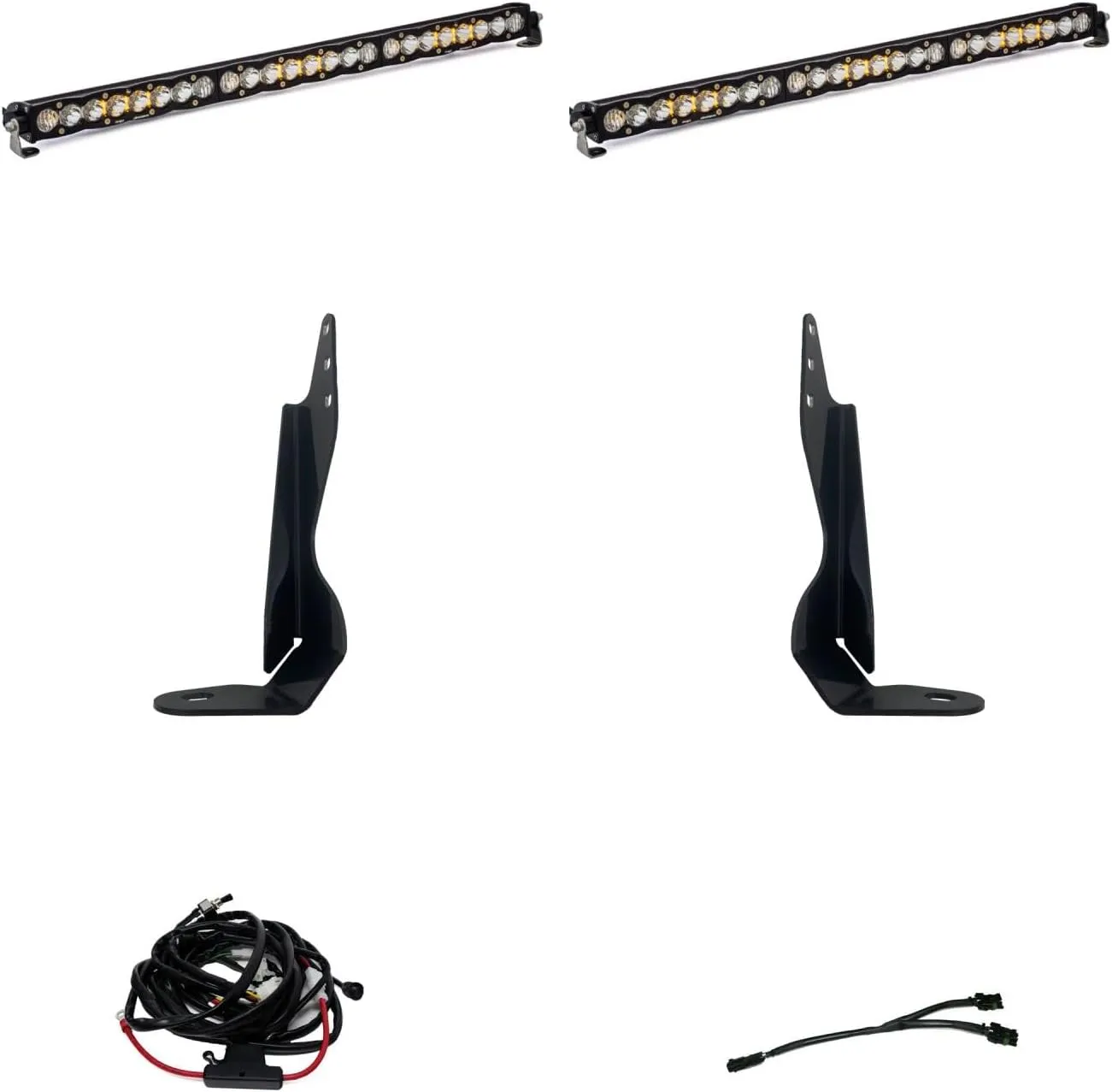 Baja Designs S8 Dual 30-inch LED Bar Grille Light Kit for Chevy Sierra 2500HD/3500HD 2020-22 (Driving/Combo; Clear)