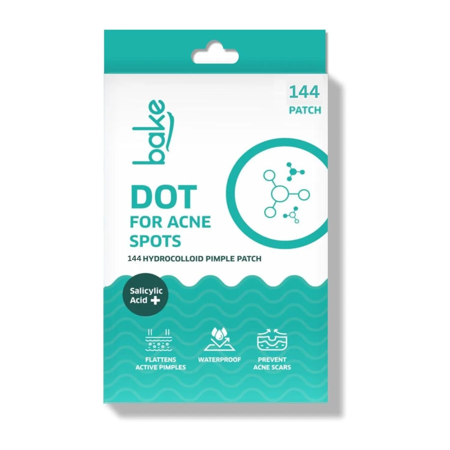 BAKE 2% Salicylic Acid Hydrocolloid Pimple Patches (72 Dots) | Absorbs Oil, Prevents Acne | Waterproof Patches | For Acne, Acne Marks, Acne Prone Skin - 72 Patches (288 Dots, Pimple Patch)