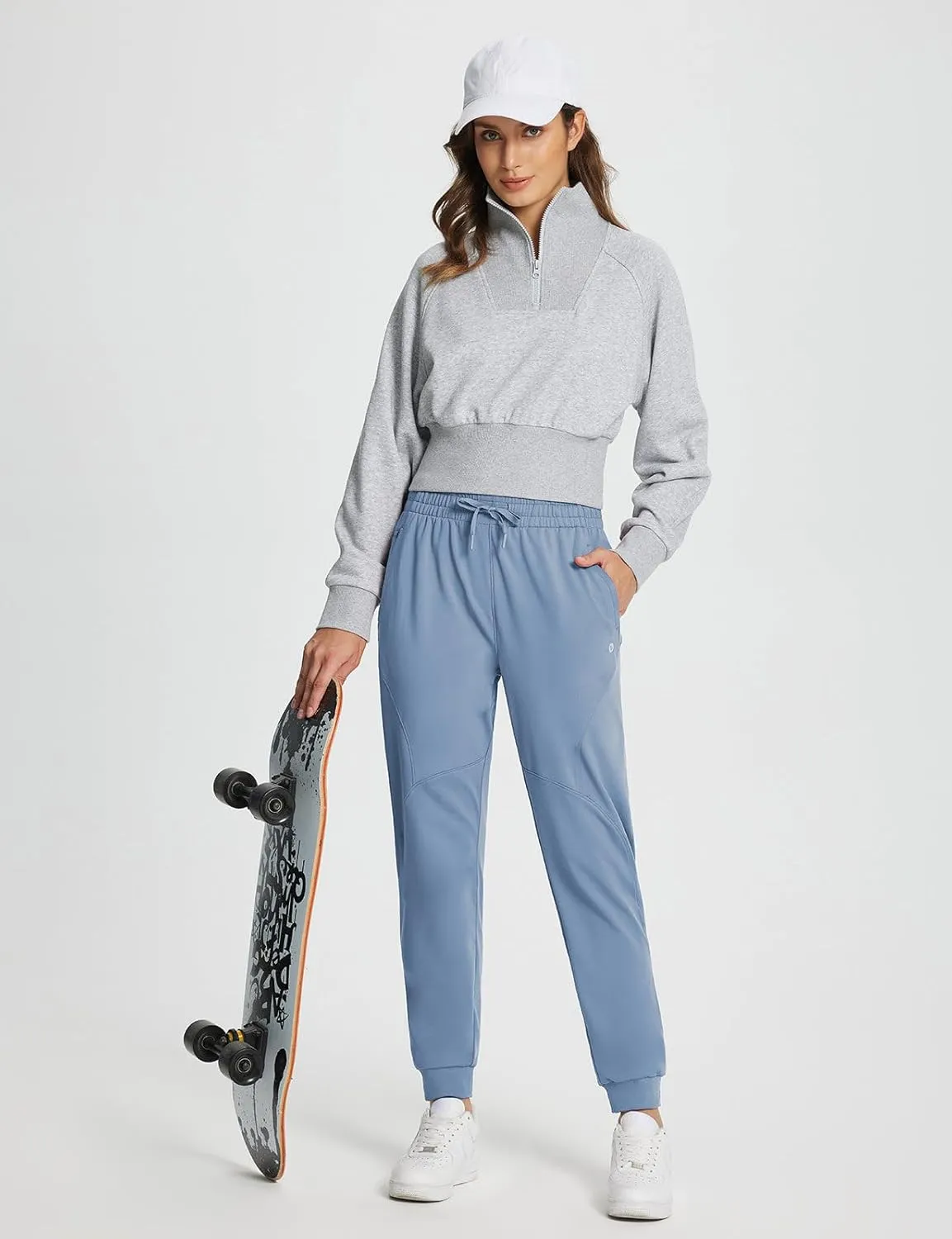 baleaf Women's Fleece Lined Pants Joggers Water-Resistant Zipper Pocket Thermal Sweatpants Winter Running Hiking Jogging