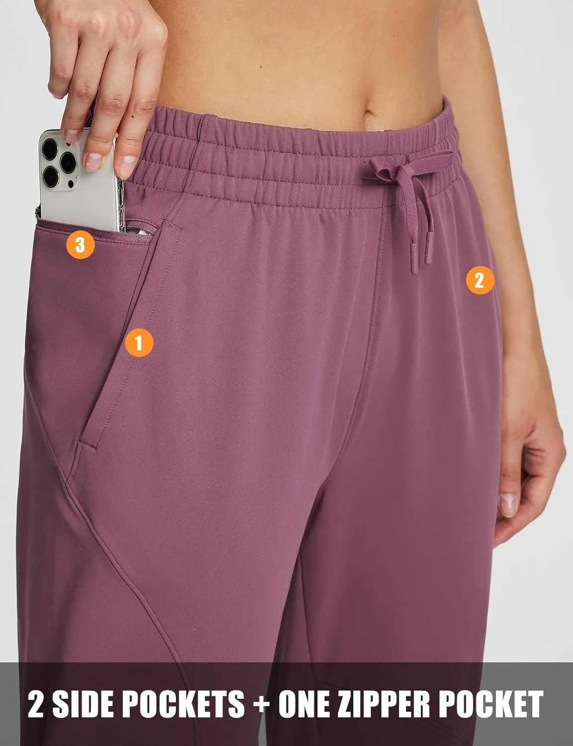 baleaf Women's Fleece Lined Pants Joggers Water-Resistant Zipper Pocket Thermal Sweatpants Winter Running Hiking Jogging