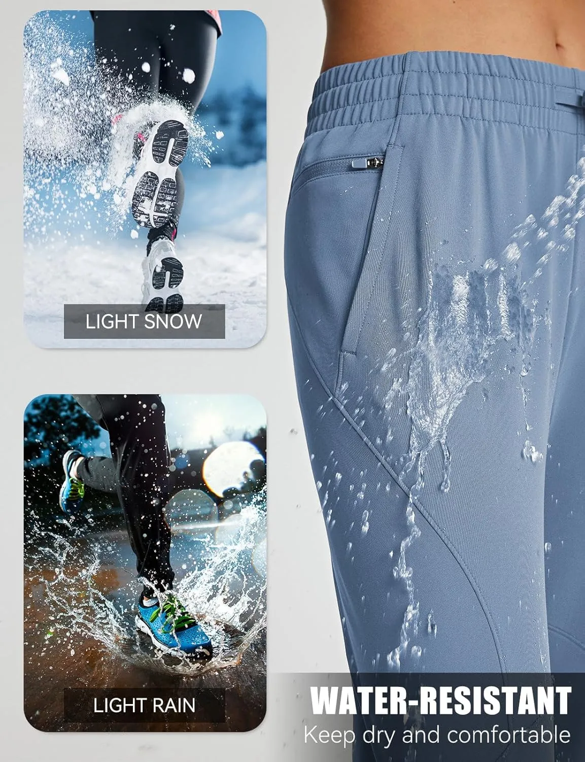 baleaf Women's Fleece Lined Pants Joggers Water-Resistant Zipper Pocket Thermal Sweatpants Winter Running Hiking Jogging