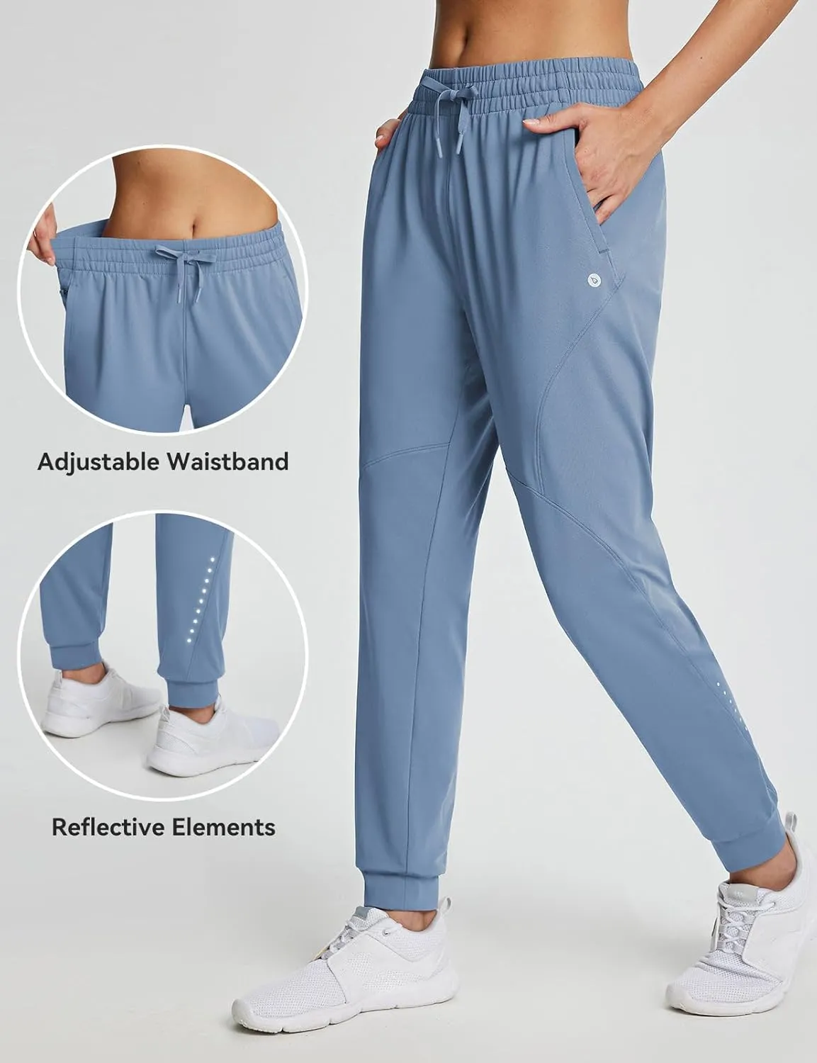 baleaf Women's Fleece Lined Pants Joggers Water-Resistant Zipper Pocket Thermal Sweatpants Winter Running Hiking Jogging
