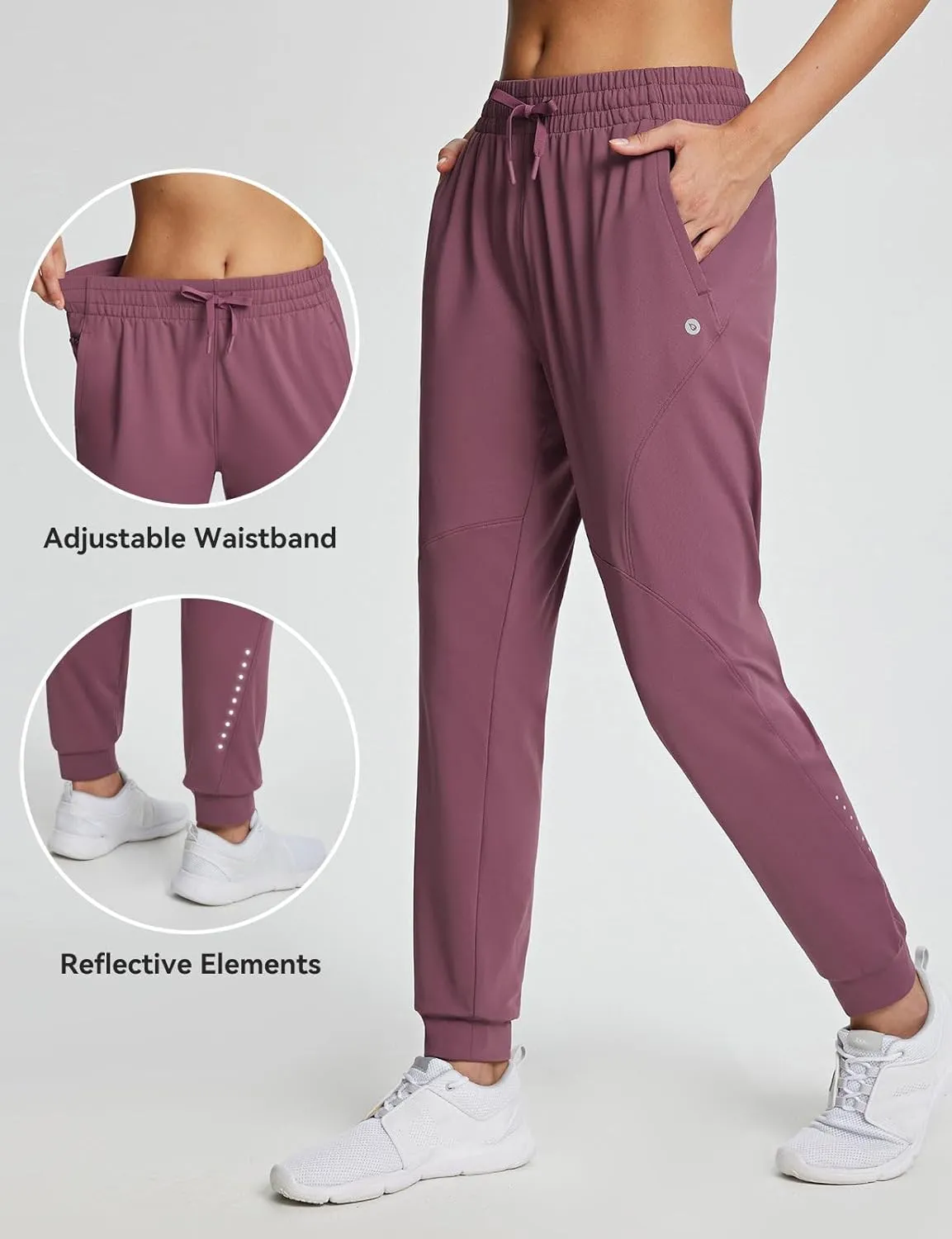 baleaf Women's Fleece Lined Pants Joggers Water-Resistant Zipper Pocket Thermal Sweatpants Winter Running Hiking Jogging