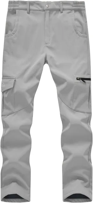 BASUDAM Men's Cargo Work Pants Snow Waterproof Softshell Winter Fleece Lined Insulated Outdoor Mountain with 6 Pockets