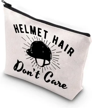 BDPWSS Horse Riding Makeup Bag Horse Lover Gifts Horseback Riding Gift Horse Racing Merchandise Helmet Hair Don't Care Travel Pouch (helmet hair)