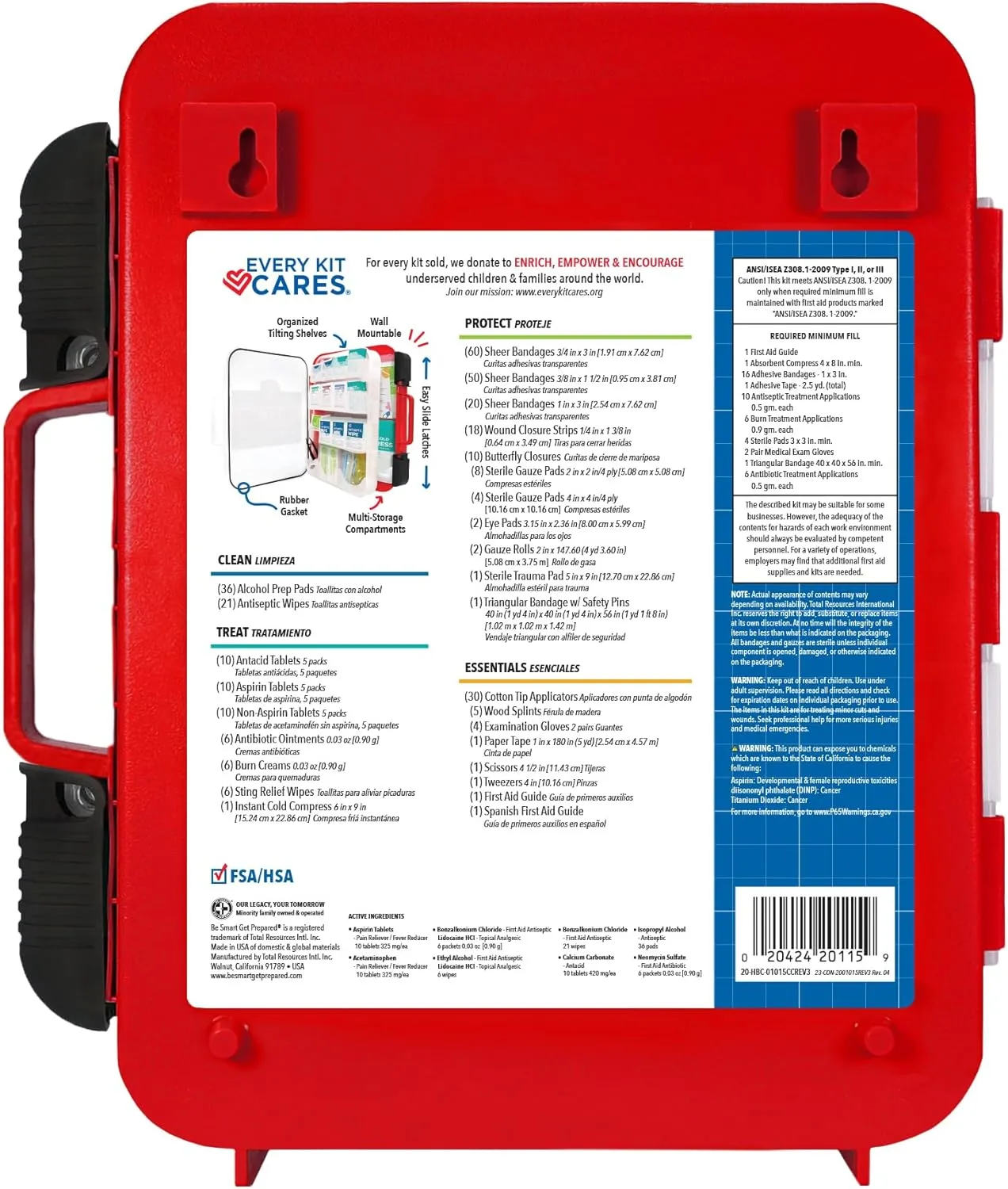 Be Smart Get Prepared First Aid Kit Hard Red Case 326 Pieces Exceeds OSHA ANSI Guidelines 100 People. Office, Home, Car, School, Emergency, Survival, Camping, Hunting and Sports, FSA / HSA Approved