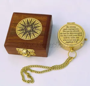 Be Strong Antique Compass for Hiking and Survival- Waterproof Brass Nautical Pocket Compass with Leather,Case & Chain for Camping Hunting Climbing Exploring Geology Outdoor Activities (167)