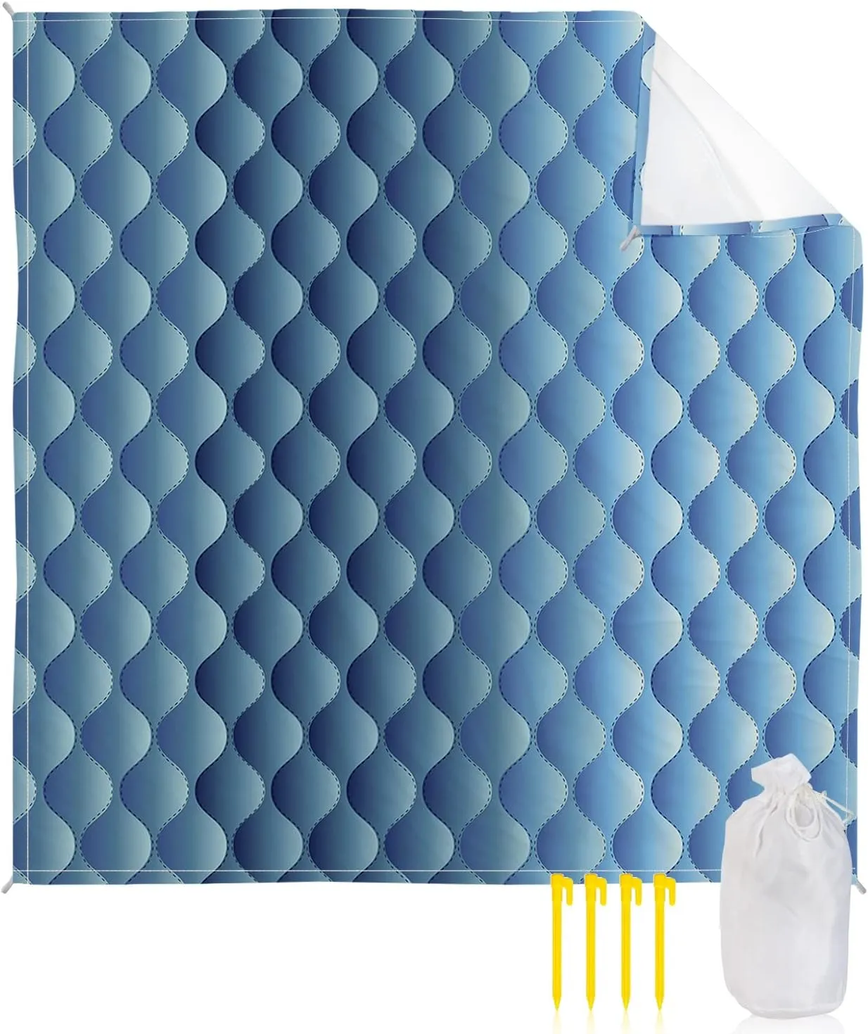 Beach Blanket Sandproof, Blue Ombre Abstract Gradient Waterproof Beach Mat Lightweight Quick Drying Picnic Blanket Beach Essentials for Travel Camping Hiking 83x79in