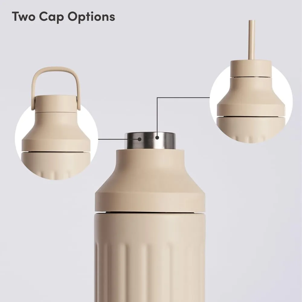BEAST Health® Stainless Steel Water Bottle, 22 oz, Insulated Stainless Steel, Leak-Proof, Reusable Straw System, Portable Carry Cap, BPA-Free, Dishwasher Safe (Sand)