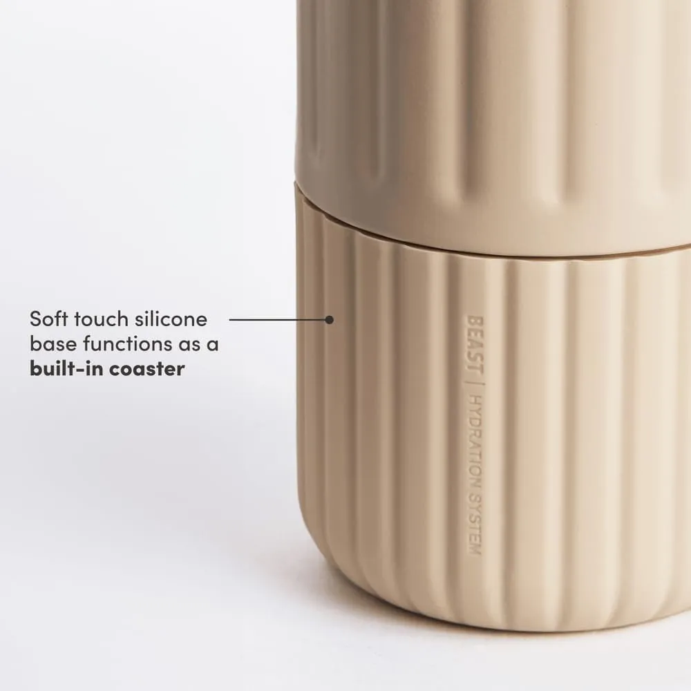 BEAST Health® Stainless Steel Water Bottle, 22 oz, Insulated Stainless Steel, Leak-Proof, Reusable Straw System, Portable Carry Cap, BPA-Free, Dishwasher Safe (Sand)