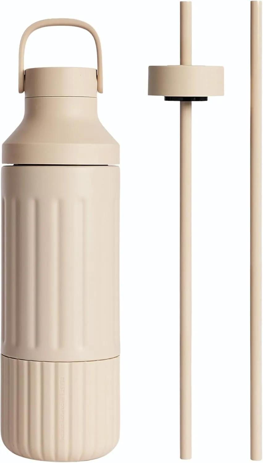 BEAST Health® Stainless Steel Water Bottle, 22 oz, Insulated Stainless Steel, Leak-Proof, Reusable Straw System, Portable Carry Cap, BPA-Free, Dishwasher Safe (Sand)