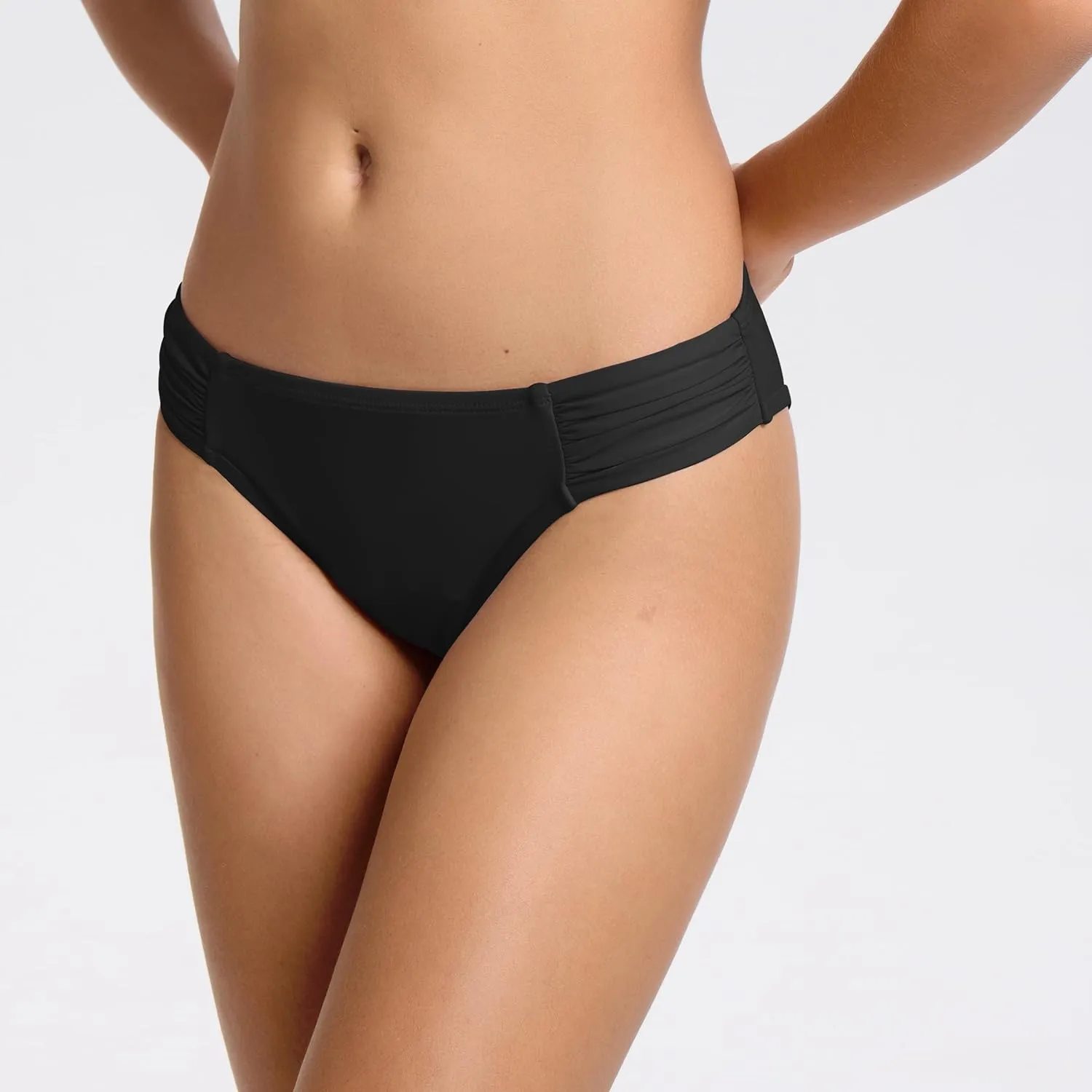 Beautikini Period Swimwear Menstrual Leakproof Low Waist Ruched Bikini Bottom Bathing Suit Shorts for Teen Girls