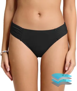 Beautikini Period Swimwear Menstrual Leakproof Low Waist Ruched Bikini Bottom Bathing Suit Shorts for Teen Girls