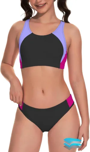 Beautikini Period Swimwear Two Piece Menstrual Leakproof Swimsuit Sporty Bikini Sets Bathing Suit for Teen Girl
