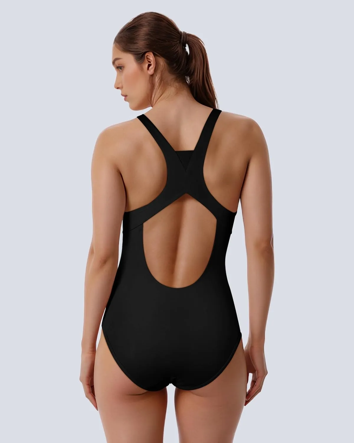 Beautikini Period Swimwear Zipper Menstrual Swimsuit One Piece Athletic Racerback Leakproof Bathing Suit for Teen Girls Women