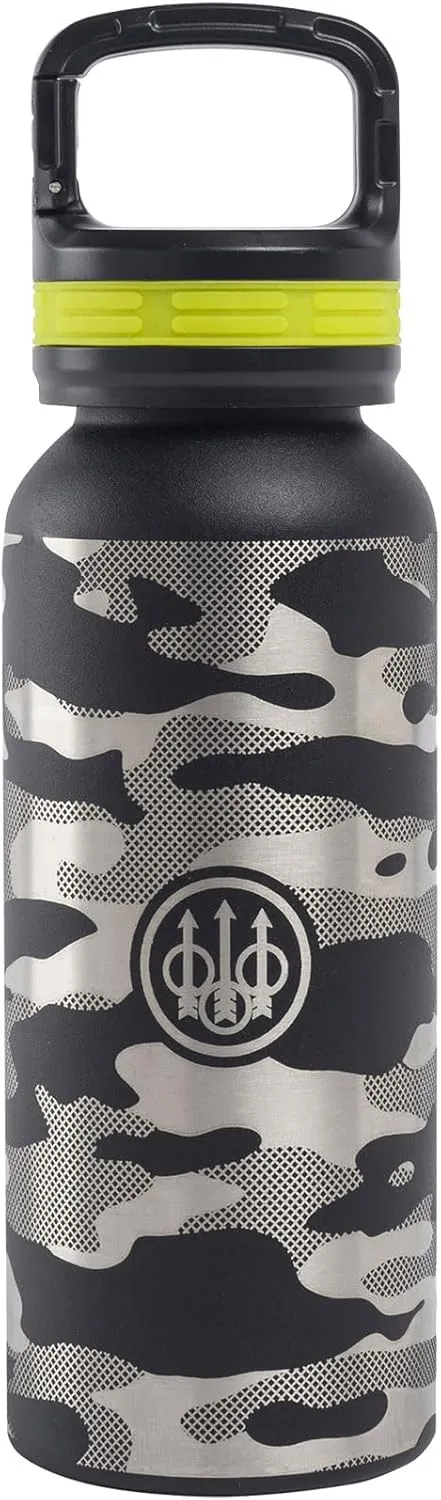 Beretta 16 Oz Durable Stainless Steel Insulated Water Bottle with Logo for Hot or Cold Liquids | Vacuum Seal Lid with Integrated Carabiner
