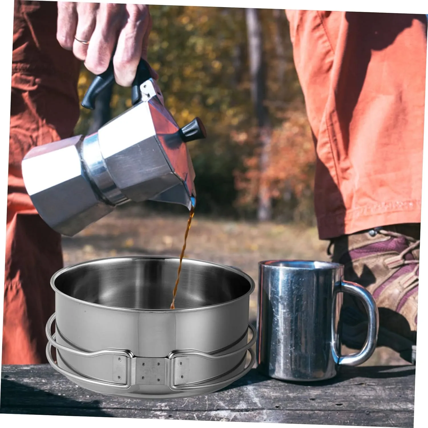 BESPORTBLE Stainless Steel Camping Cookware Non Stick Pots and Pans for Outdoor Picnic Wear Resistant and Easy to