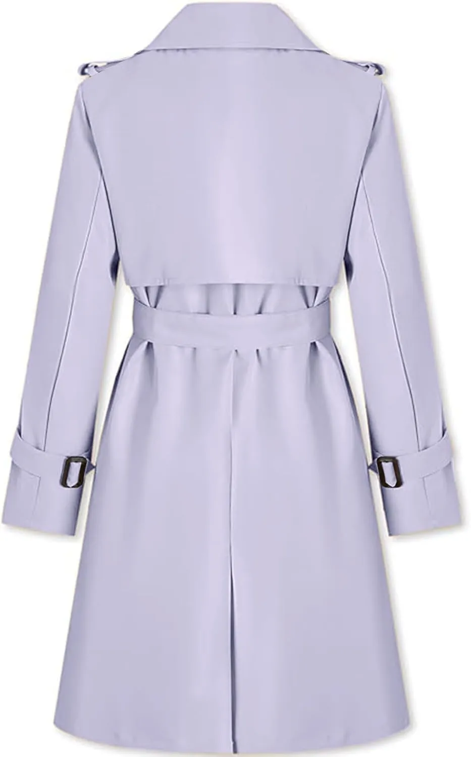 Betusline Women's Long Double-Breasted Waterproof Trench Coat with Belt