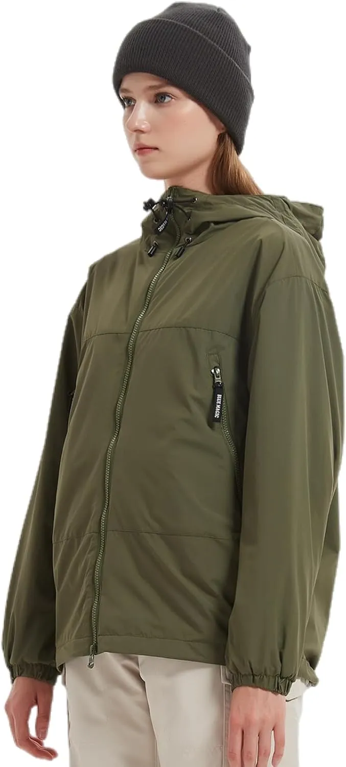 BGX Bluemagic Spring Women's Softshell Jacket with Hood Fleece Lined Warm Lightweight Waterproof Insulated Windbreaker