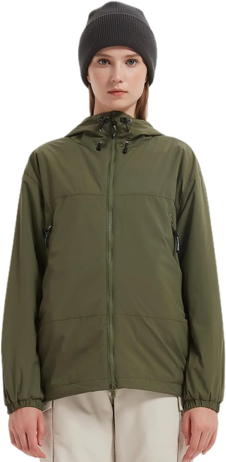 BGX Bluemagic Spring Women's Softshell Jacket with Hood Fleece Lined Warm Lightweight Waterproof Insulated Windbreaker