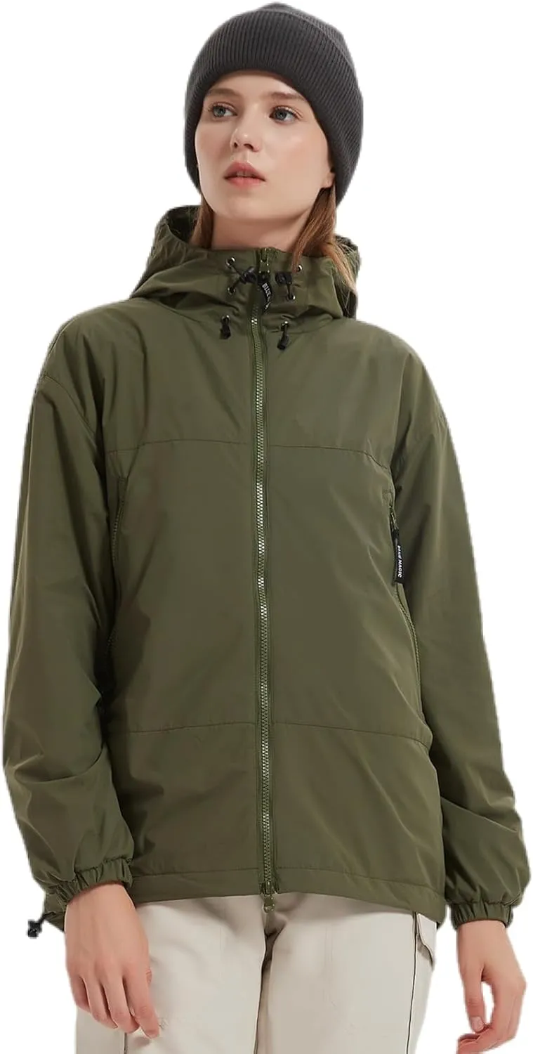 BGX Bluemagic Spring Women's Softshell Jacket with Hood Fleece Lined Warm Lightweight Waterproof Insulated Windbreaker