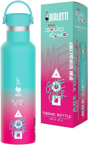Bialetti Squid Game© Thermo Flask - Stainless Steel Double-Walled Insulated Tumbler, Hot and Cold Travel Water Bottle (20 oz - 600 ml)