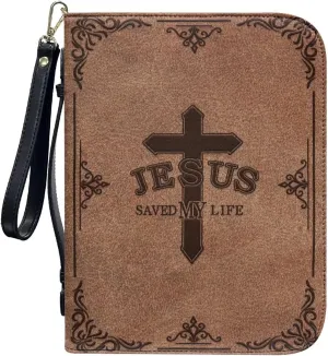 Bible Bag with Black Ribbon for Women Men Bible Cover Carry Case Waterproof Church Bag Portable Handle and Zipper