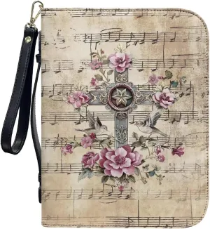 Bible Bag with Black Ribbon for Women Men Bible Cover Carry Case Waterproof Church Bag Portable Handle and Zipper