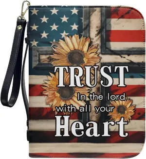Bible Bag with Black Ribbon for Women Men Bible Cover Carry Case Waterproof Church Bag Portable Handle and Zipper