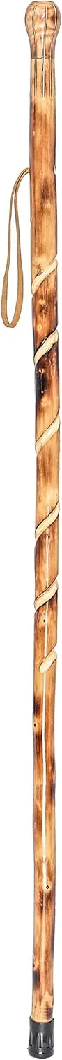 Big Ball Head Twisted Style Wooden Walking Stick for Hiking with Compass (Nature Color, 48 Inches, One Piece)